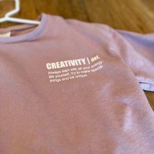 Zara. Size 8 (girls). Dusty pink "Creativity" tunic shirt.